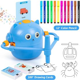 Drawing Robot For Kids With 100 Cards Interactive Educational Painting Robot Toy With 12 Color Pens For Girls And Boys Ages 3 years and up Drawing Robot For Kids With 100 Cards Interactive Educational Painting Robot Toy With 12 Color Pens For Girls And Boys Ages 3 years and up